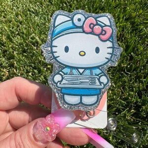 Hello kitty surgery tech nurse badge holder reel surgeon